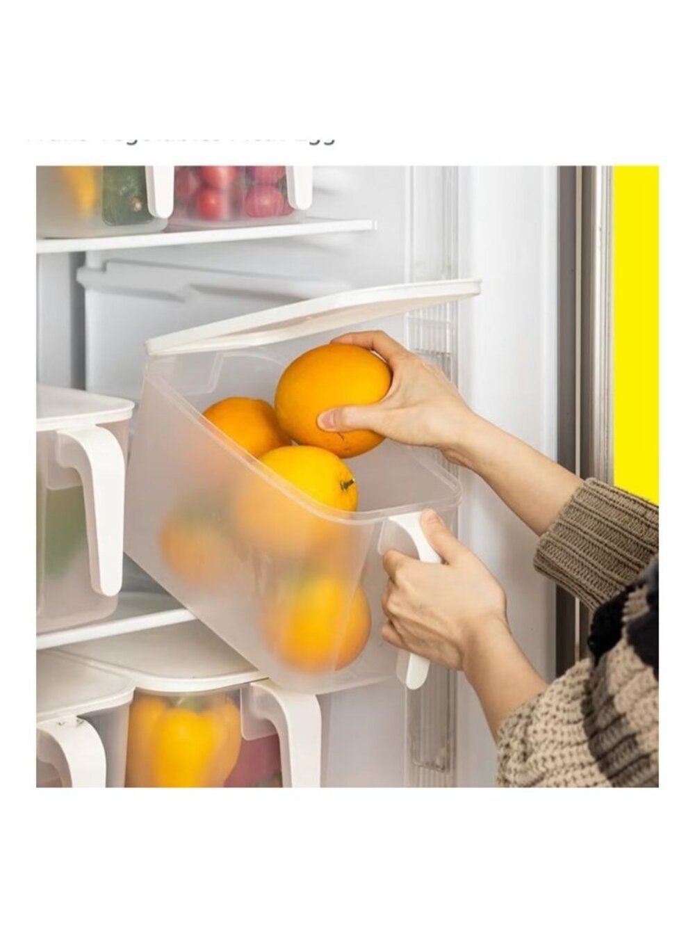 4-Pack 4.5L Plastic Storage Containers Lids Stackable Refrigerator Organizer - Picture 6 of 9